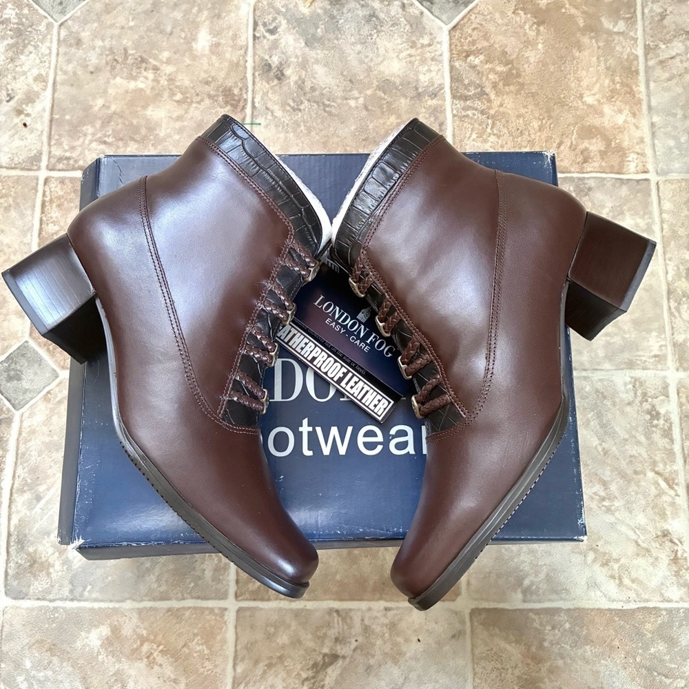 London Fog Leather Waterproof Ankle Boots